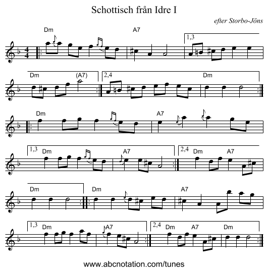 Schottisch från Idre I - staff notation