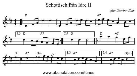 Schottisch från Idre II - staff notation