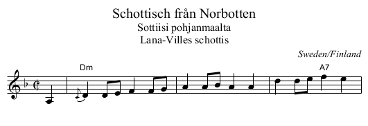 Schottisch fr&aring;n Norbotten - staff notation