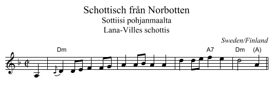 Schottisch fr&aring;n Norbotten - staff notation