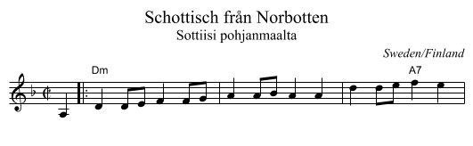 Schottisch fr&aring;n Norbotten - staff notation