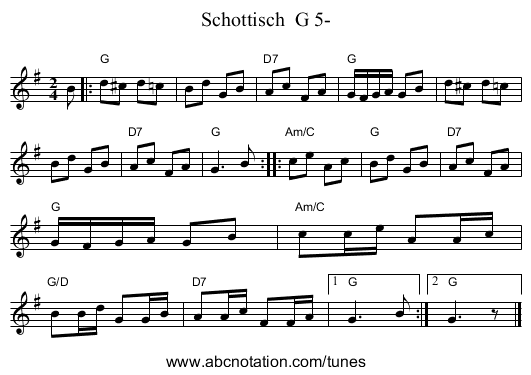 Schottisch  G 5- - staff notation