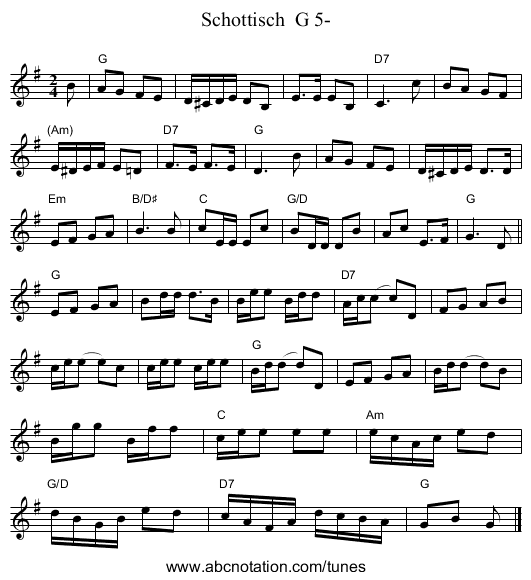 Schottisch G 5- - staff notation