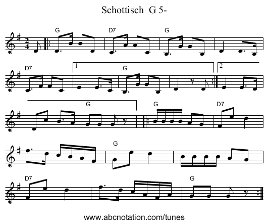 Schottisch  G 5- - staff notation