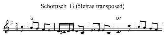 Schottisch  G (5letras transposed) - staff notation