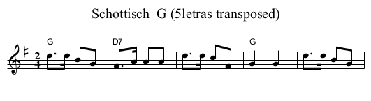 Schottisch  G (5letras transposed) - staff notation