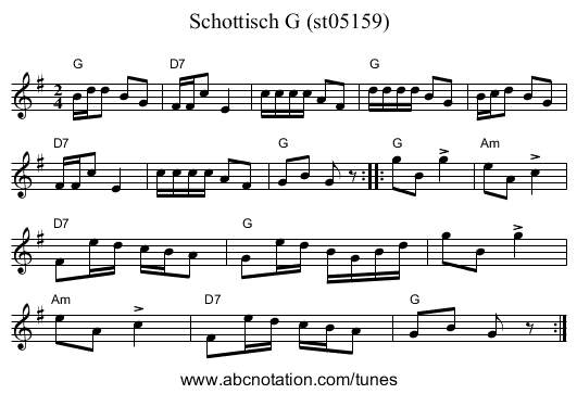 Schottisch G (st05159) - staff notation