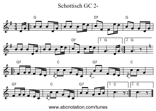 Schottisch GC 2- - staff notation