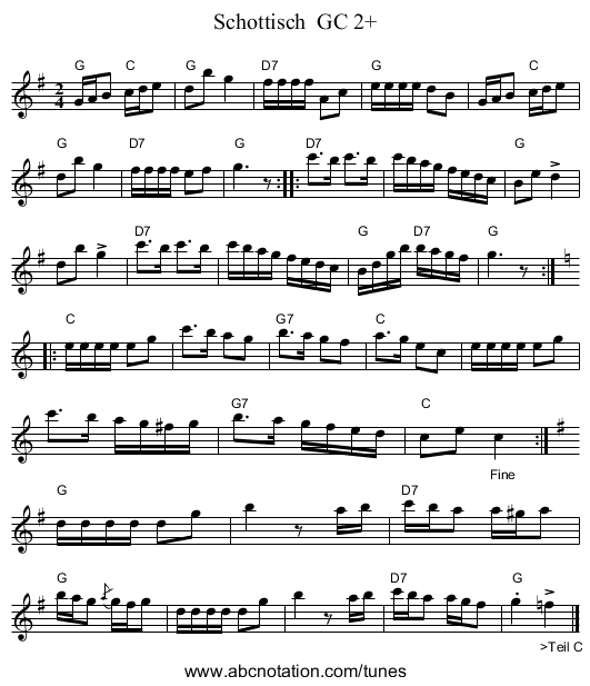 Schottisch  GC 2+ - staff notation
