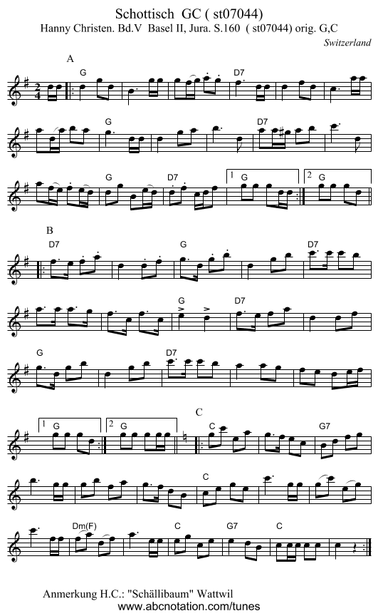 Schottisch  GC ( st07044) - staff notation