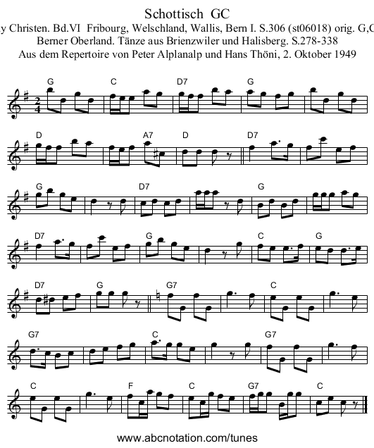 Schottisch  GC - staff notation