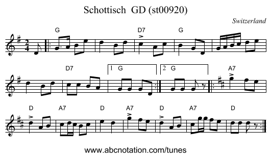 Schottisch  GD (st00920) - staff notation