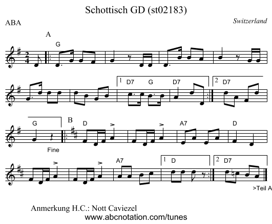 Schottisch GD (st02183) - staff notation