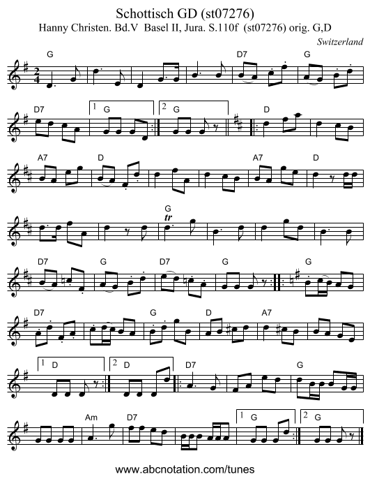 Schottisch GD (st07276) - staff notation