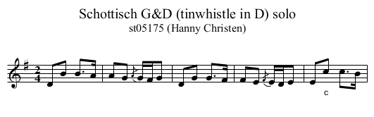 Schottisch G&D (tinwhistle in D) solo - staff notation