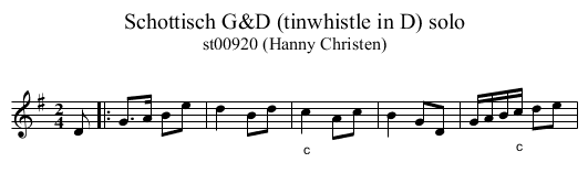 Schottisch G&D (tinwhistle in D) solo - staff notation