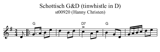 Schottisch G&D (tinwhistle in D) - staff notation
