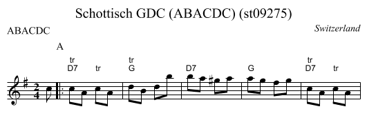 Schottisch GDC (ABACDC) (st09275) - staff notation