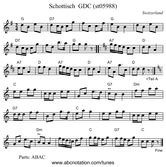 Schottisch  GDC (st05988) - staff notation