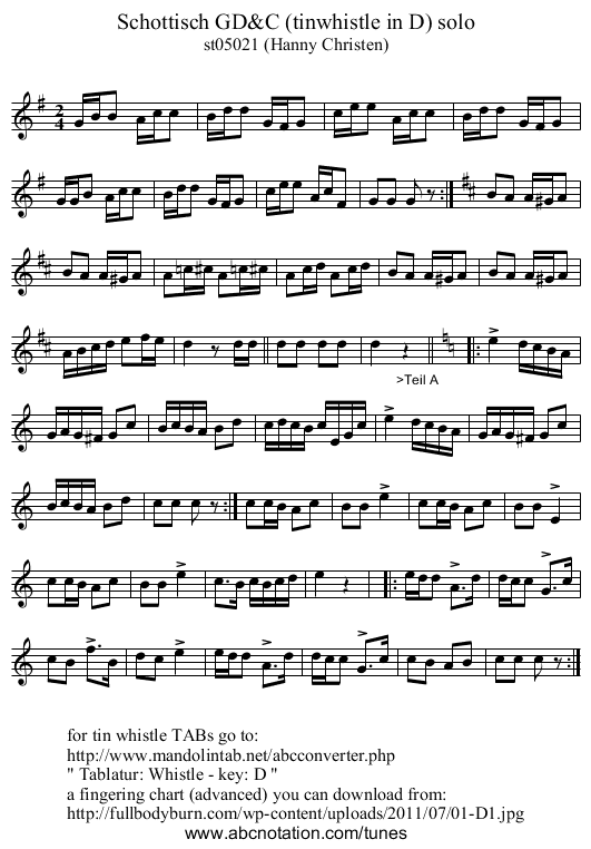 Schottisch GD&C (tinwhistle in D) solo - staff notation