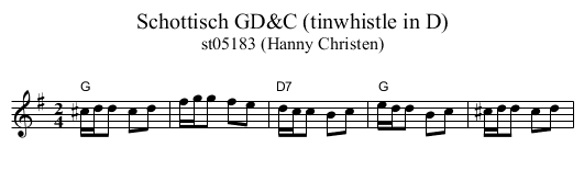 Schottisch GD&C (tinwhistle in D) - staff notation