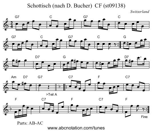Schottisch (nach D. Bucher)  CF (st09138) - staff notation