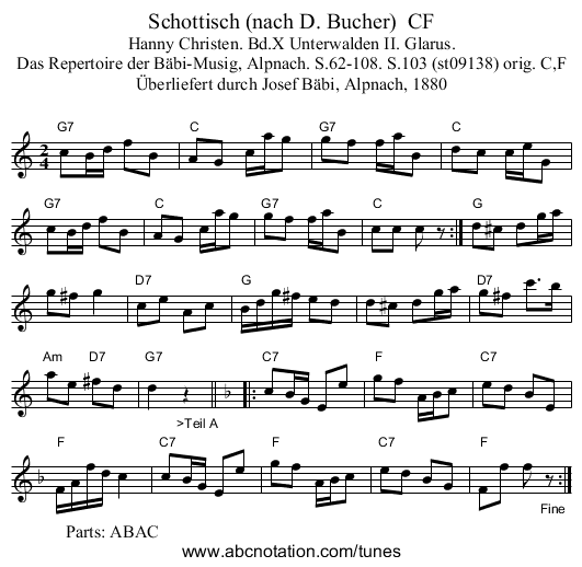 Schottisch (nach D. Bucher)  CF - staff notation