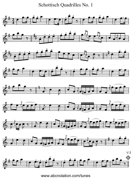 Schottisch Quadrilles No. 1 - staff notation