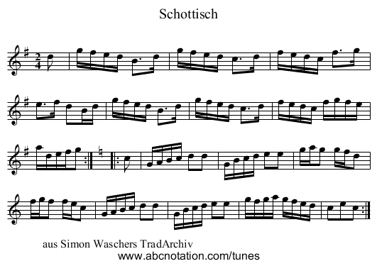 Schottisch - staff notation