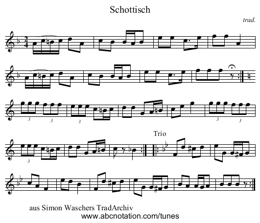 Schottisch - staff notation