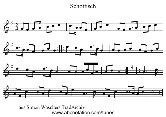 Schottisch - staff notation