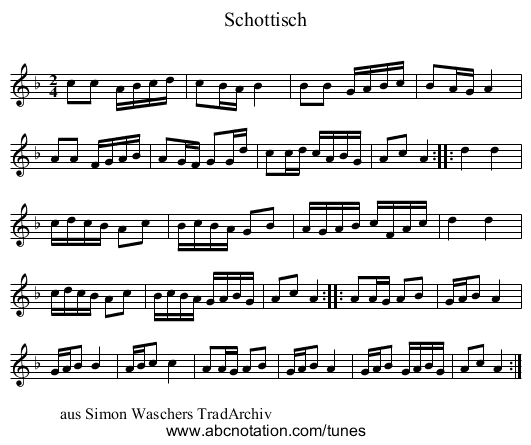 Schottisch - staff notation
