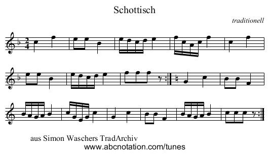 Schottisch - staff notation