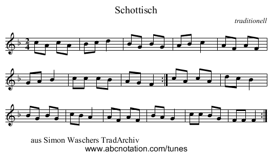 Schottisch - staff notation