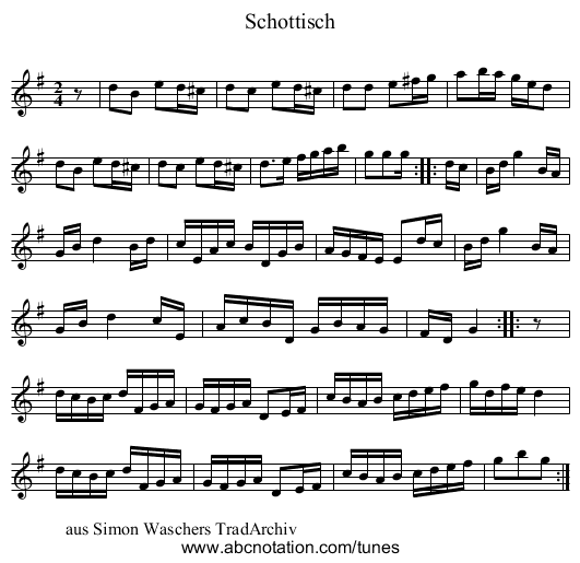 Schottisch - staff notation