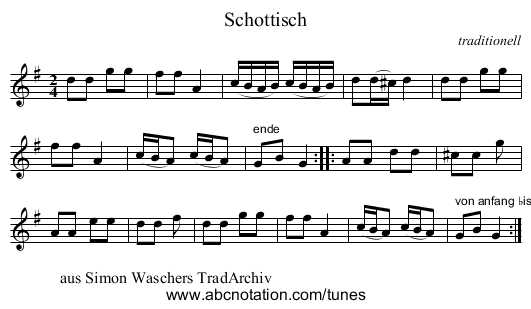 Schottisch - staff notation