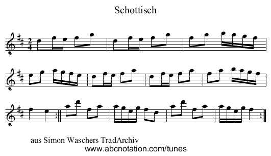 Schottisch - staff notation