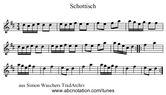Schottisch - staff notation