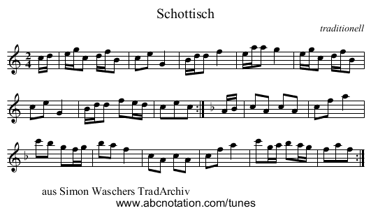 Schottisch - staff notation