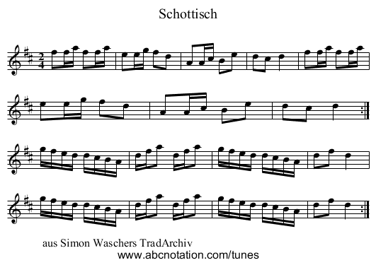 Schottisch - staff notation