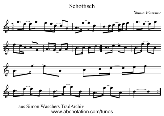Schottisch - staff notation