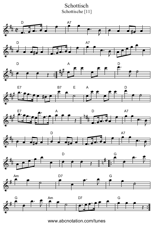 Schottisch - staff notation
