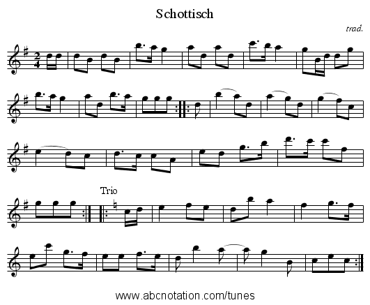 Schottisch - staff notation