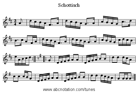 Schottisch - staff notation