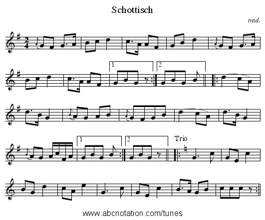 Schottisch - staff notation