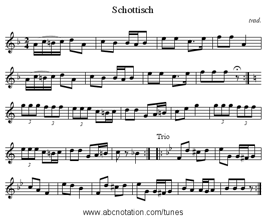 Schottisch - staff notation