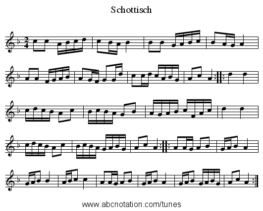 Schottisch - staff notation