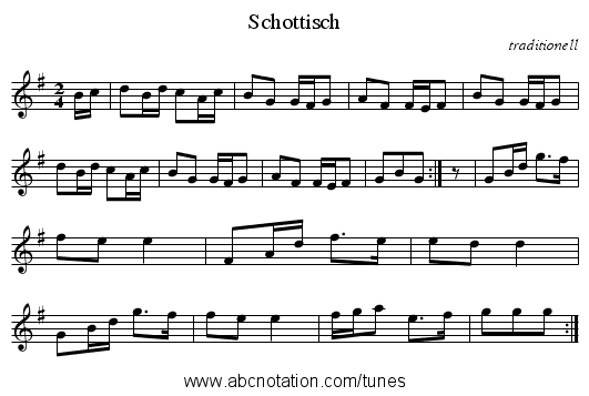 Schottisch - staff notation