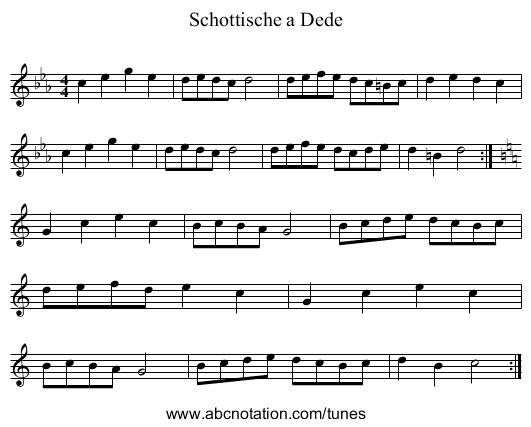 Schottische a Dede - staff notation