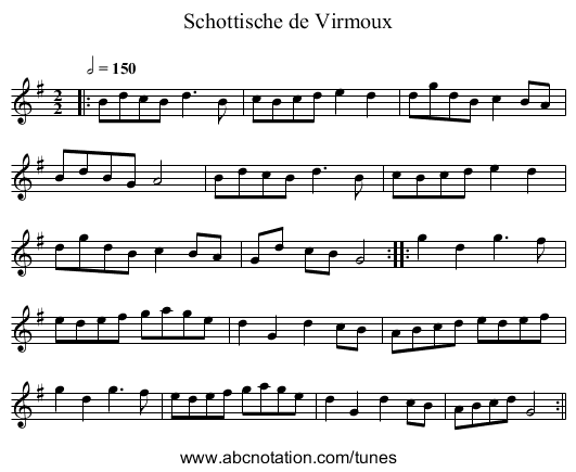 Schottische de Virmoux - staff notation